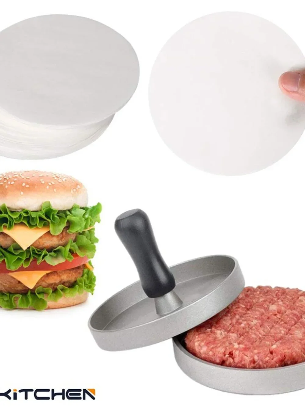 Burger Patty Paper Rounds for 4/4.5 Inch Burger Press, 200pcs 4.5inch Baking Par